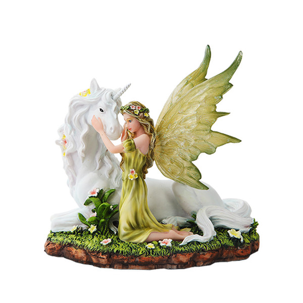 Fairy with Unicorn Statue hand Painted Figurine
